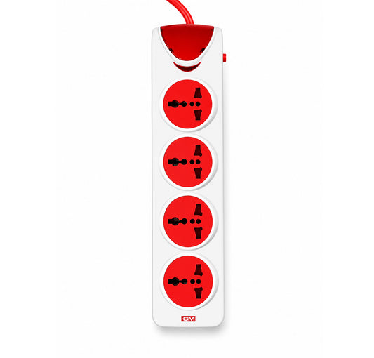 GM Quadro Power Strip 4+1 With Safty Shutter & International Sockets - 5 Meter Cable GM