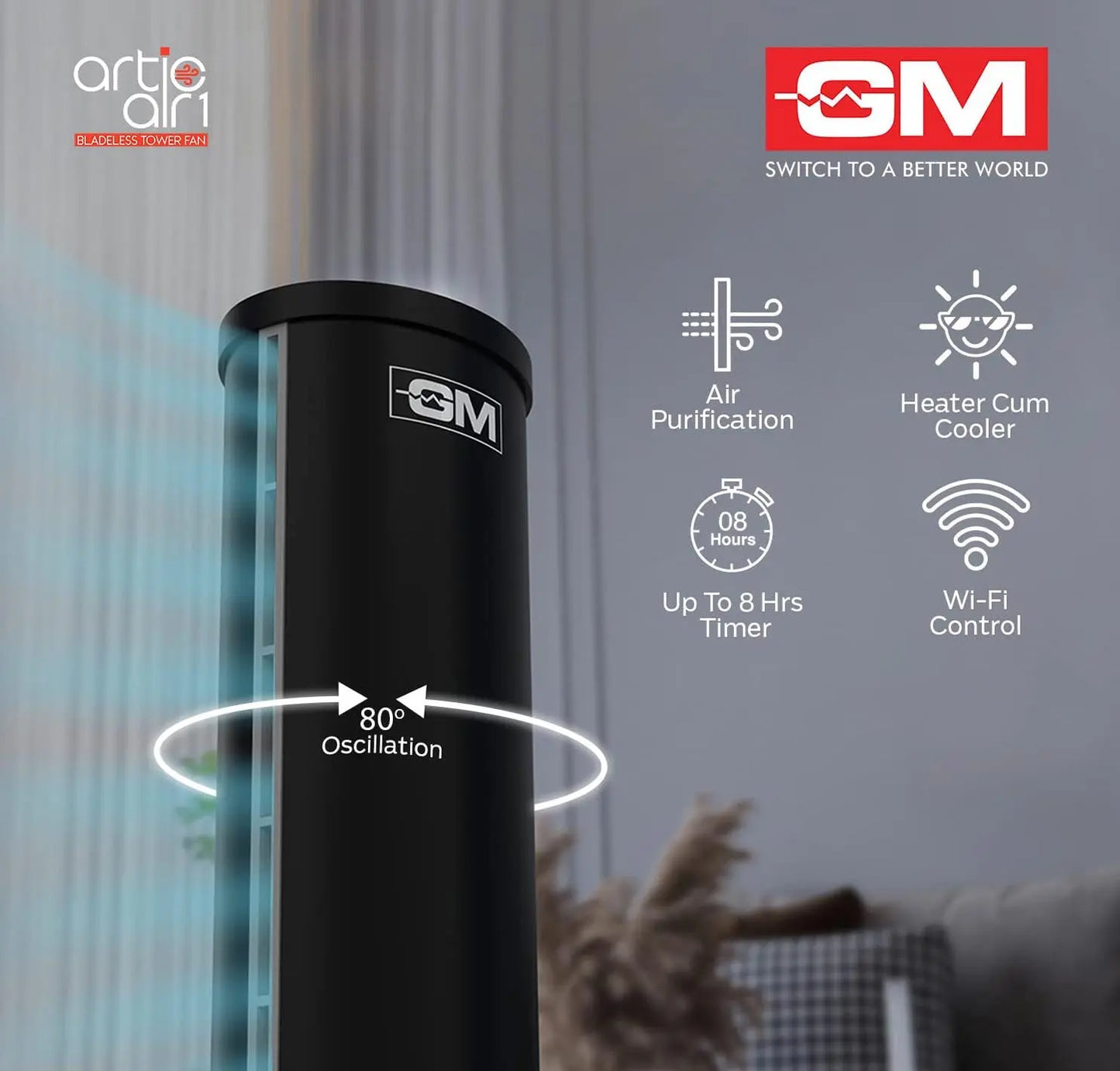 GM Artic Air 1 Signature Series 3 In 1 Bladeless Tower Fan With BLDC Motor