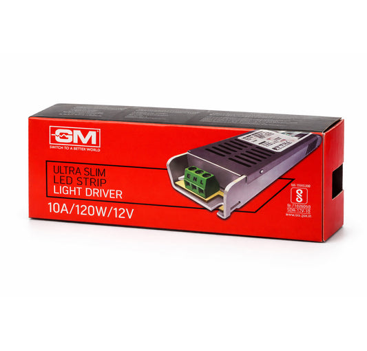 GM Ultra Slim LED Strip Light Driver 10A-120W-12V
