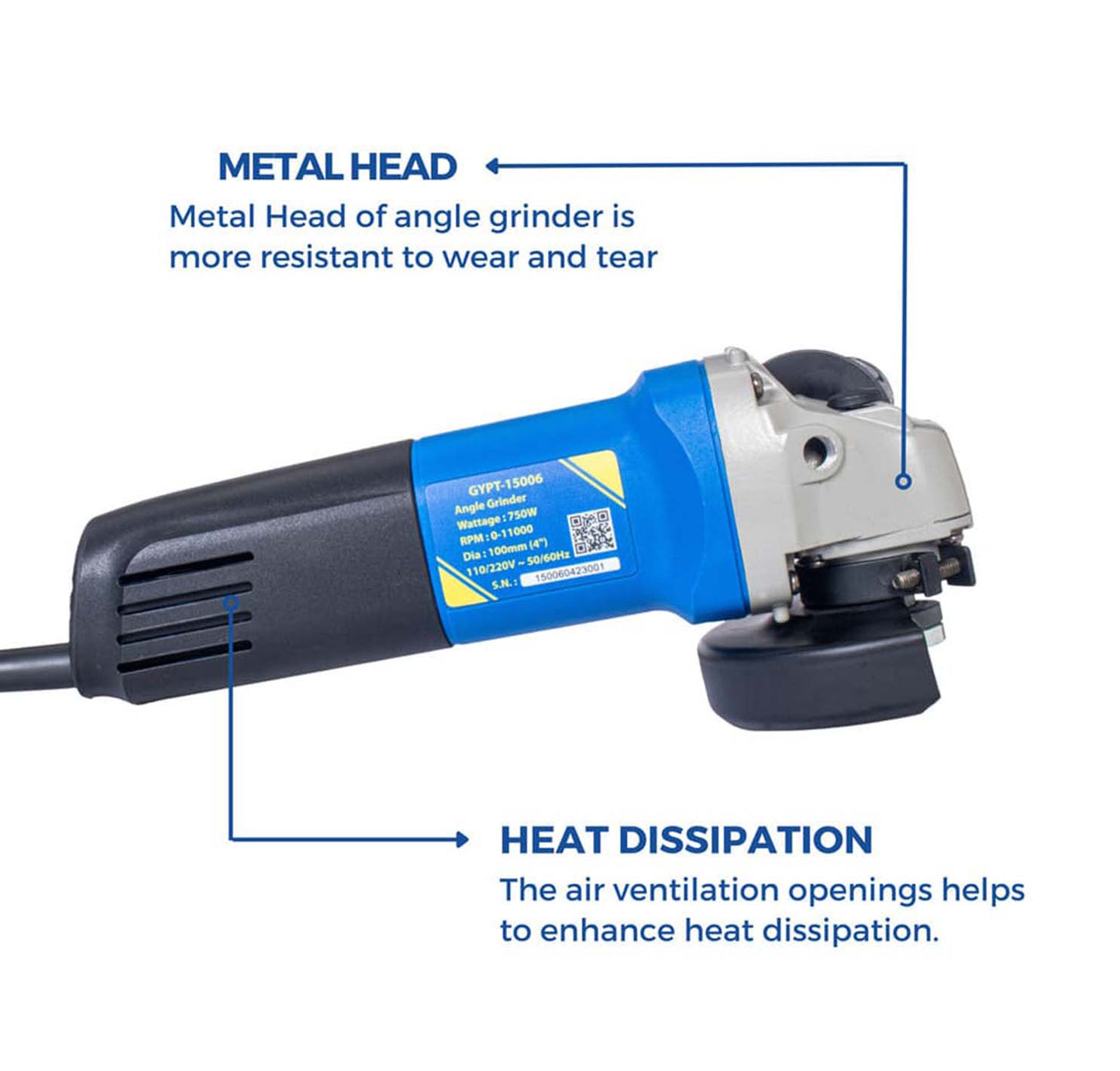 Goodyear Angle Grinder 4 Inch - 750W GYPT-15006