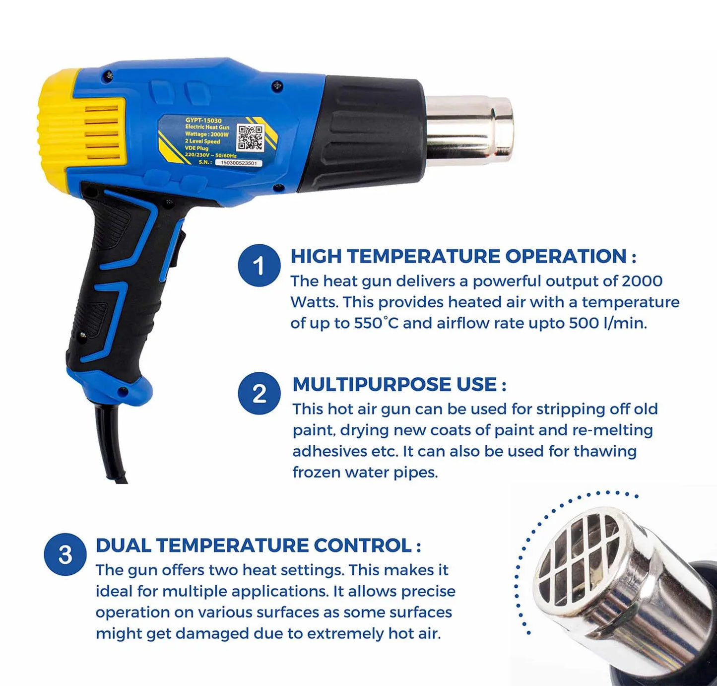 Goodyear Electric Hot Air Heat Gun 2000W GYPT-15030
