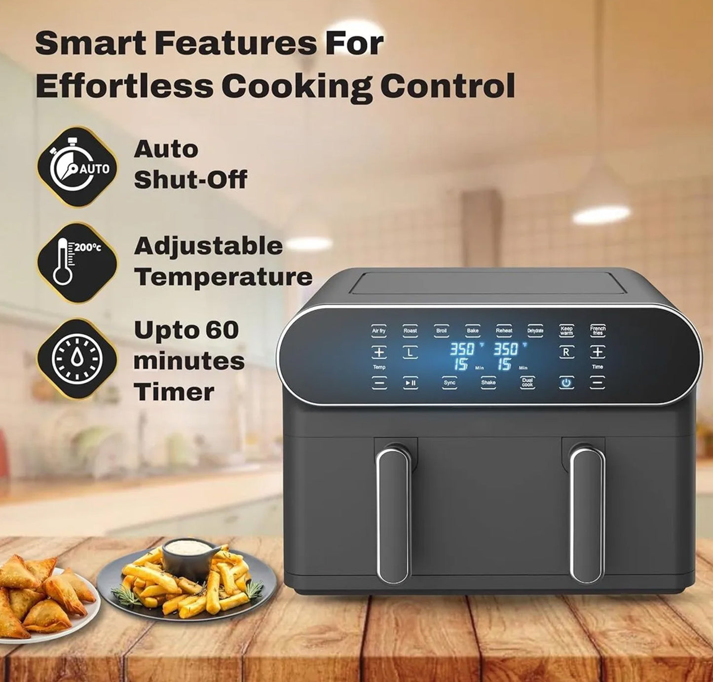 Havells Prolife Delicia Air Fryer With 8 Pre-Set Option - 1700W Black