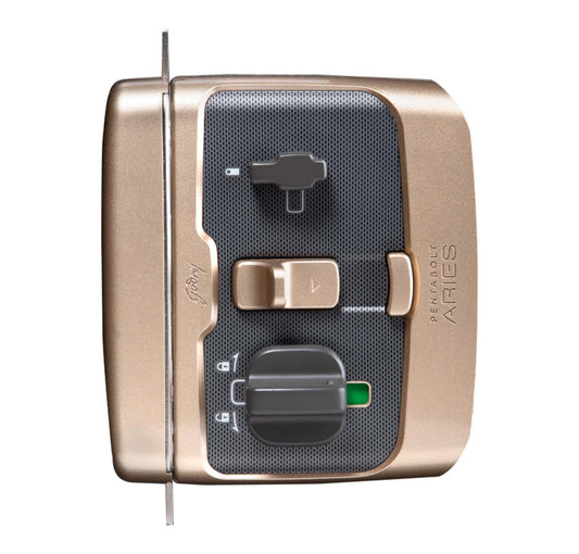 Godrej Pentabolt Aries Rim Locks With 3 Keys - Vegas Gold