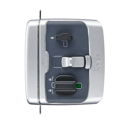 Godrej Pentabolt Aries Rim Locks With 3 Keys - Roman Silver