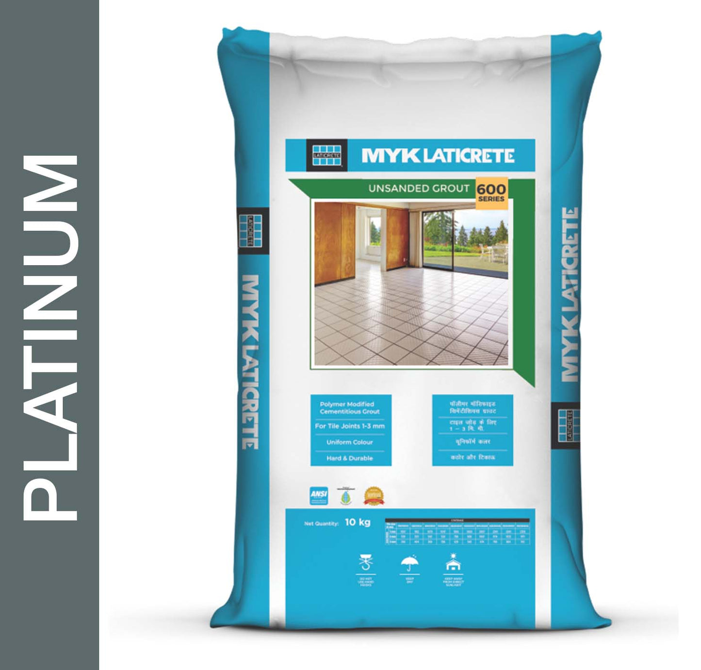 Myk Laticrete 600 Series Tile Joint Grout Powder Adhesive 1kg (Platinum)