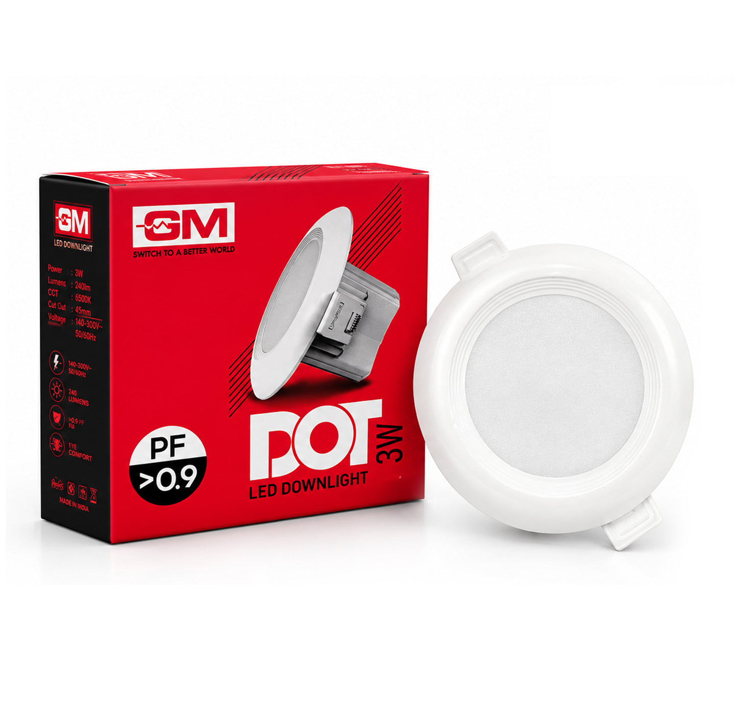 GM LED DOT Downlight 3W-6000K - 45mm Cut Out