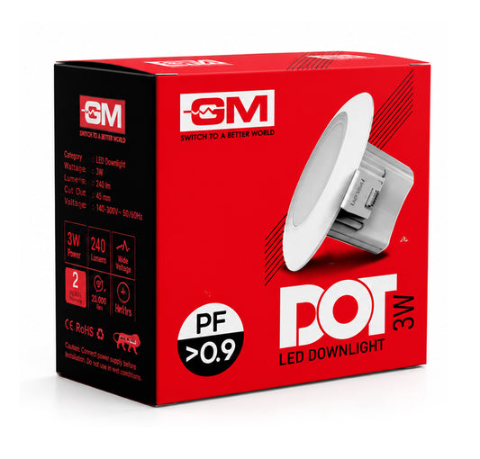 GM LED DOT Downlight 3W-6000K - 45mm Cut Out Badari Hardwares