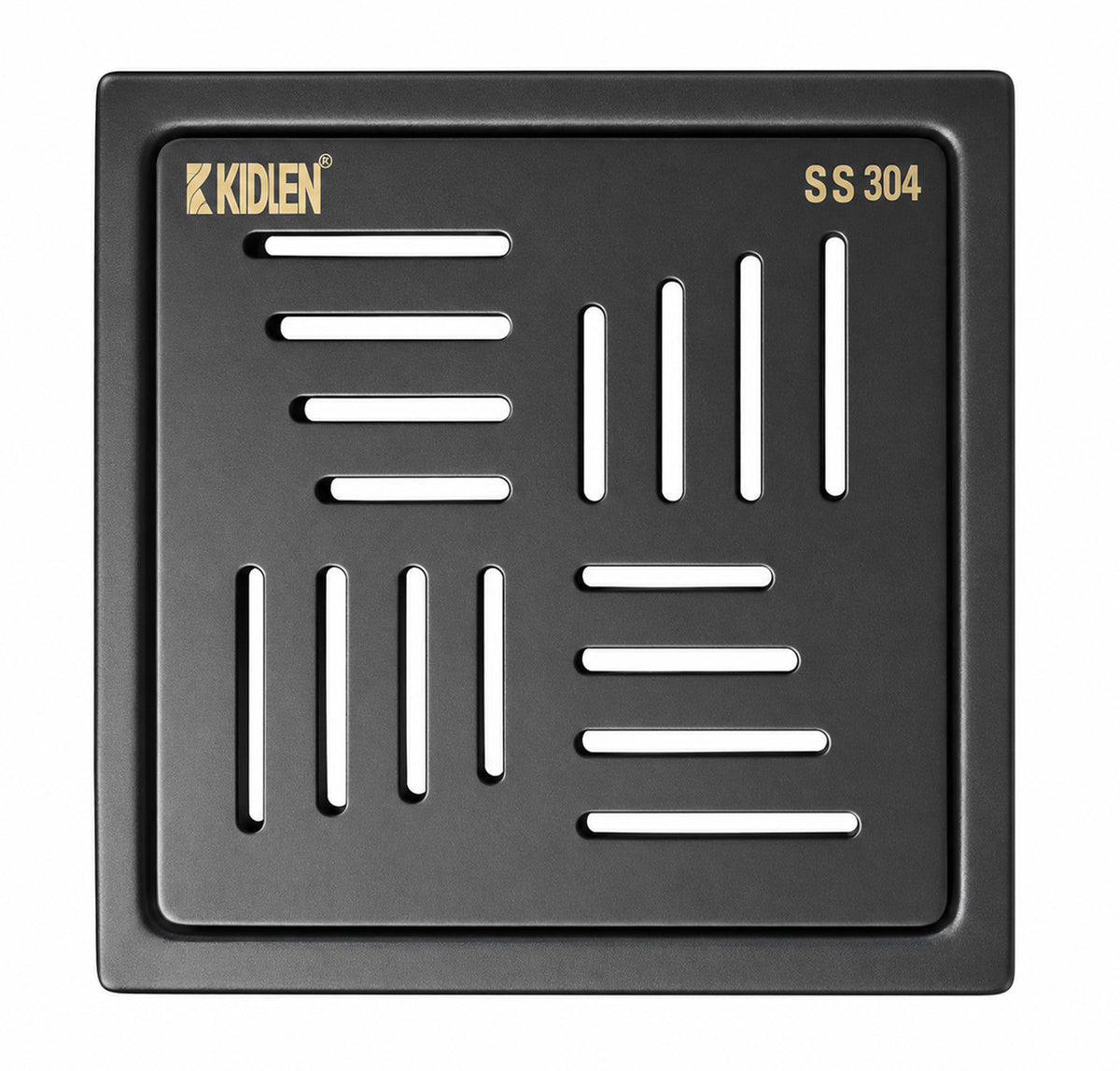Kidlen SS Bathroom Grating Floor Drain Jali Matt Black - 6x6 Inch Kidlen